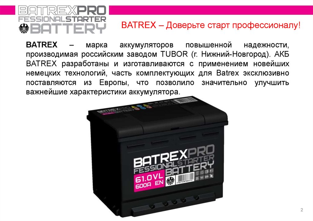 Batrex аккумулятор производитель страна