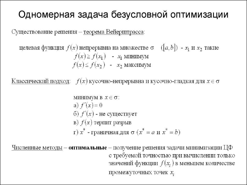 Оптимальный план задачи безусловной оптимизации