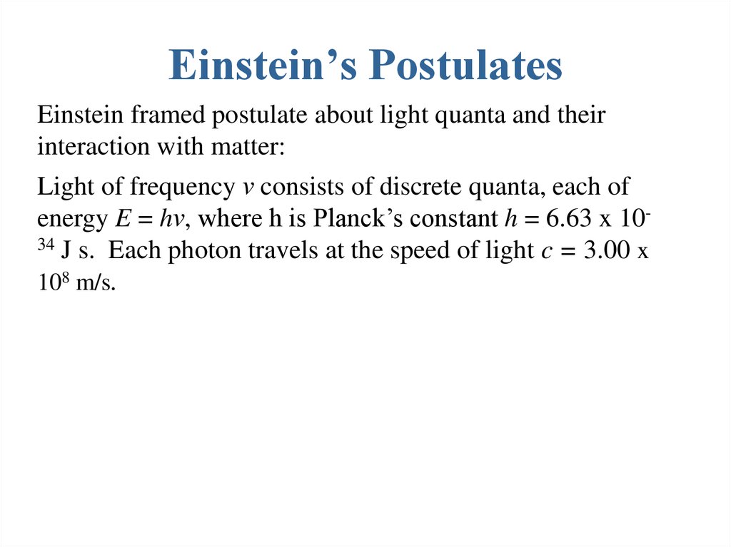 Einstein’s Postulates