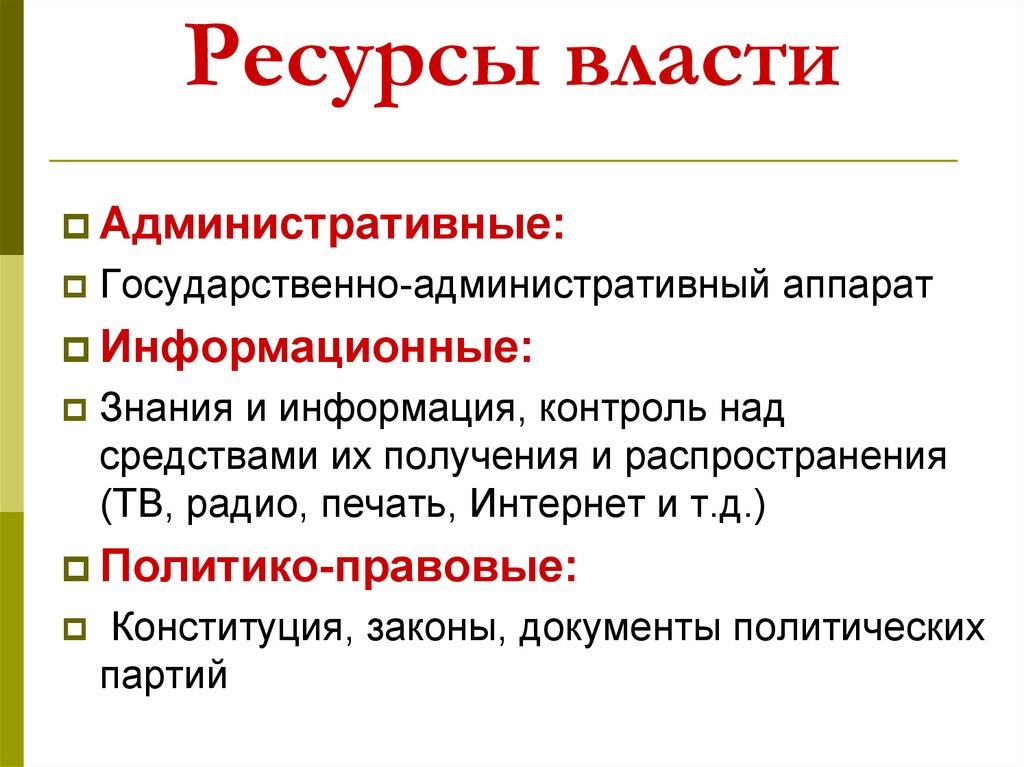 Ресурсы власти