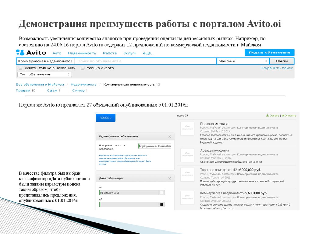 Использование архивных данных Avitoru при проведении оценки, а также