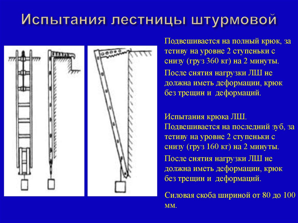 Порядок испытания. Лестница штурмовка пожарная испытание. ТТХ штурмовой лестницы пожарной. Лестница палка пожарная ТТХ. Испытание штурмовой лестницы нагрузка.