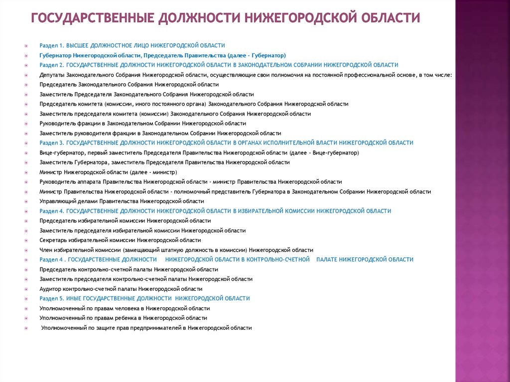 Ответы государственная должность. Высшее должностное лицо Нижегородской области. Высшее должностное лицо субъекта Нижегородской области. Государственный аппарат Нижегородской области. Правовой статус губернатора Нижегородской области.