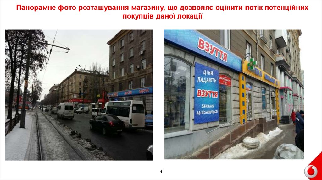 Панорамне фото розташування магазину, що дозволяє оцінити потік потенційних покупців даної локації