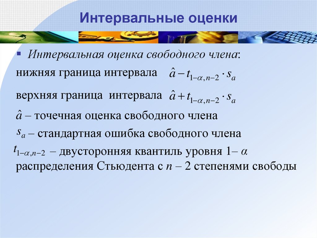 Интервал оценка. Показатели интервальной оценки. Интервальным показателем является:. Интервальные оценки рисков. Границы интервальной оценки свободного члена уравнения регрессии.