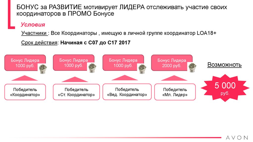 Условия бонусов. Бонус Лидер. Бонус развития. Бонус за развитие эйвон. Лидерский бонус статуса Лидер.