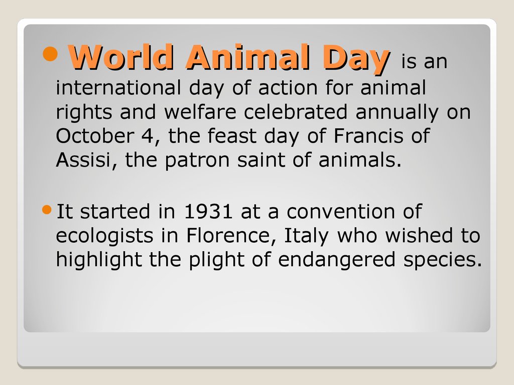 World animal day - online presentation