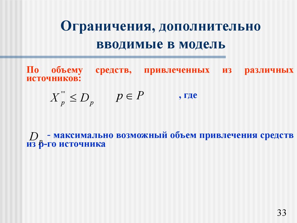 Объем модели. Дополнительные лимиты. Дополнительные ограничения.