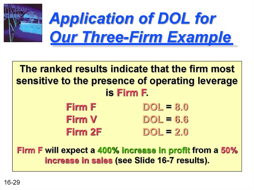 Application of DOL for Our Three-Firm Example