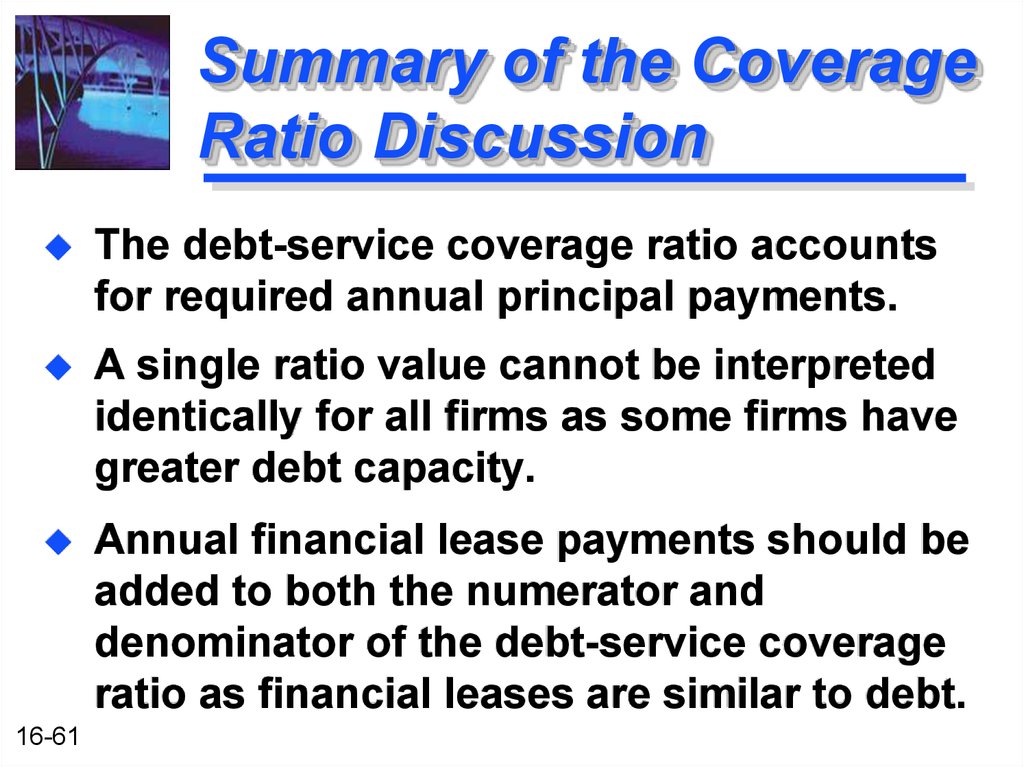 Summary of the Coverage Ratio Discussion