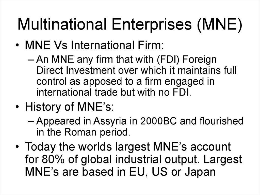 Multinational Enterprises (MNE)