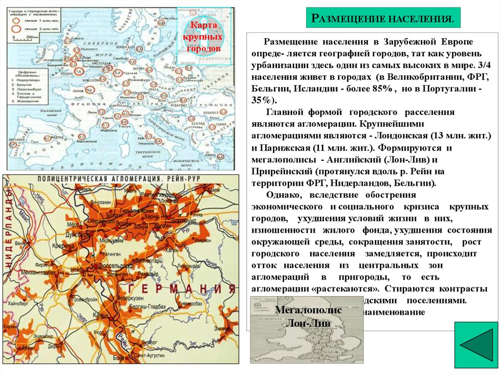 Карта населения европы