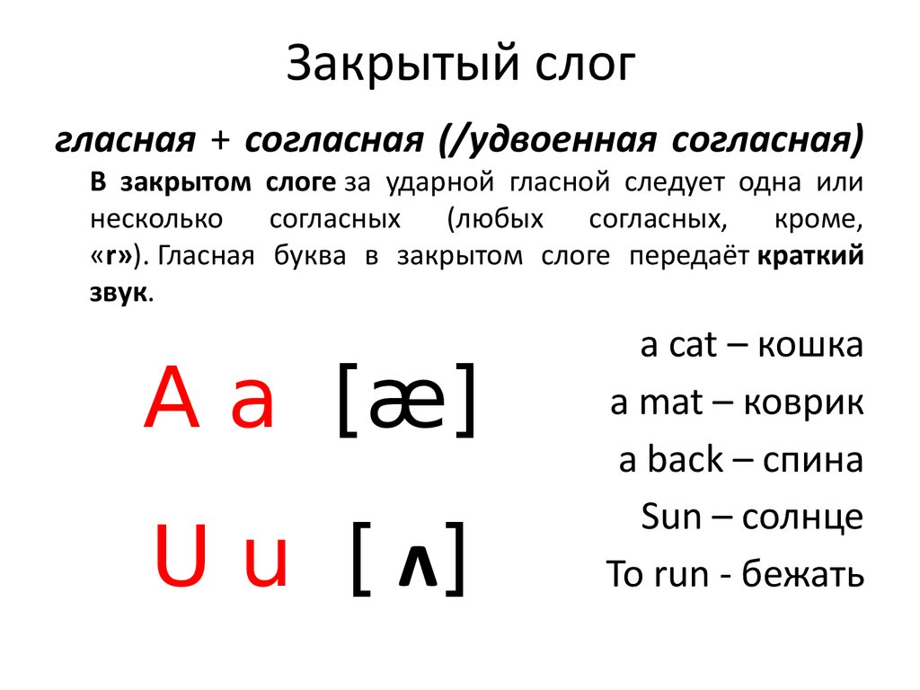 Слова два гласных звуков. Гласные в открытом и закрытом слоге в английском языке. Звук о в открытом и закрытом слоге. Правило открытого слога в английском языке. Произношение английских гласных в открытом и закрытом слоге.