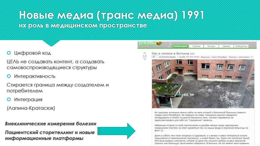 Новые медиа (транс медиа) 1991 их роль в медицинском пространстве