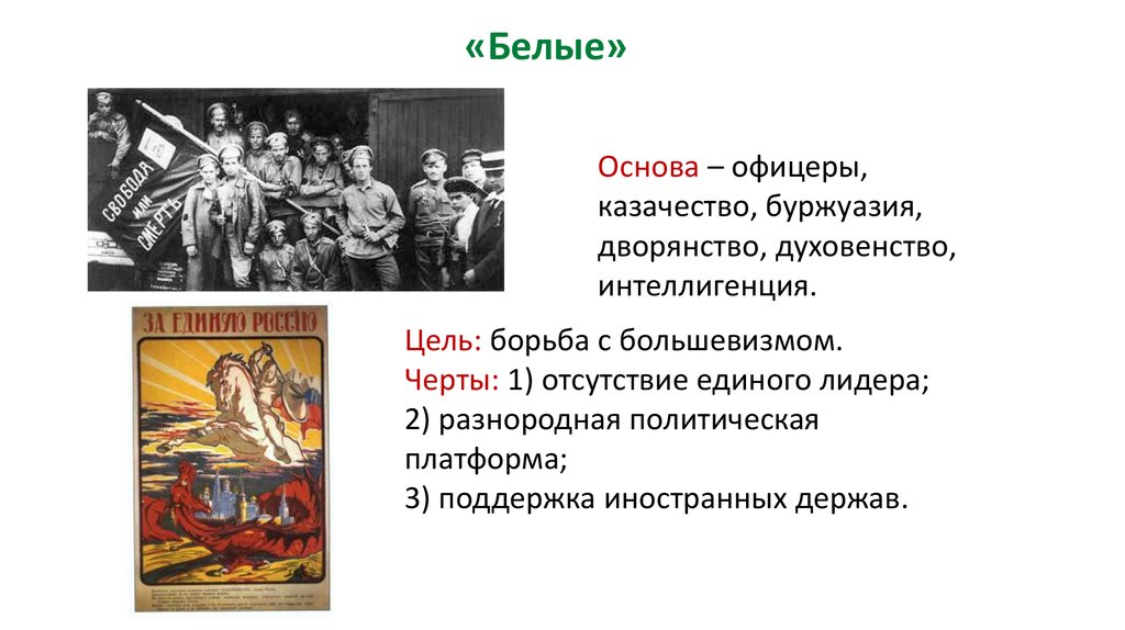 «Борьба с большевизмом до конца». Крестовый поход против большевизма. Большевизм на политических координатах. Основой какого направления является дворянство и буржуазия.