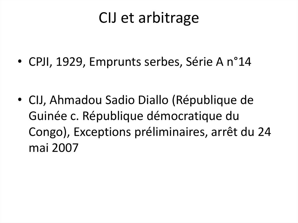 CIJ et arbitrage