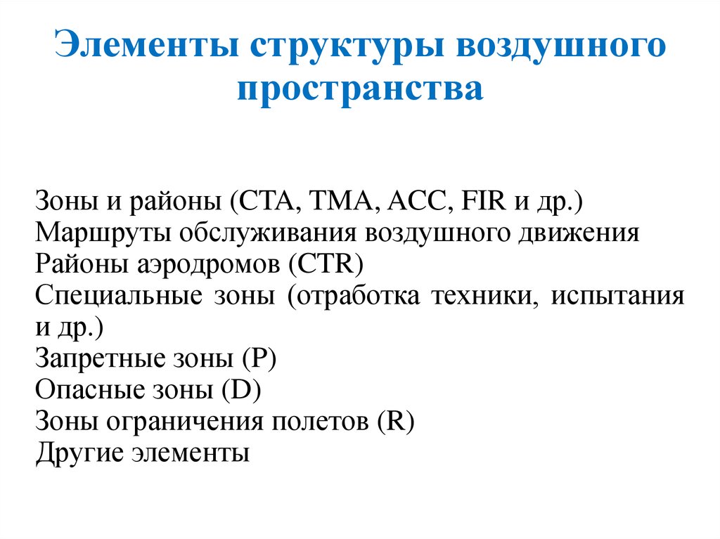 Деление воздушного пространства по высоте и в плане