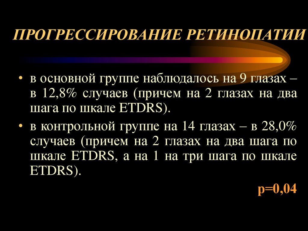 ПРОГРЕССИРОВАНИЕ РЕТИНОПАТИИ