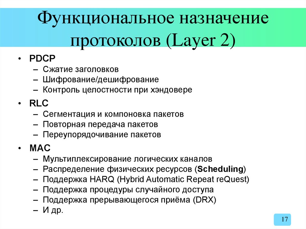 Функциональное назначение протоколов (Layer 2)