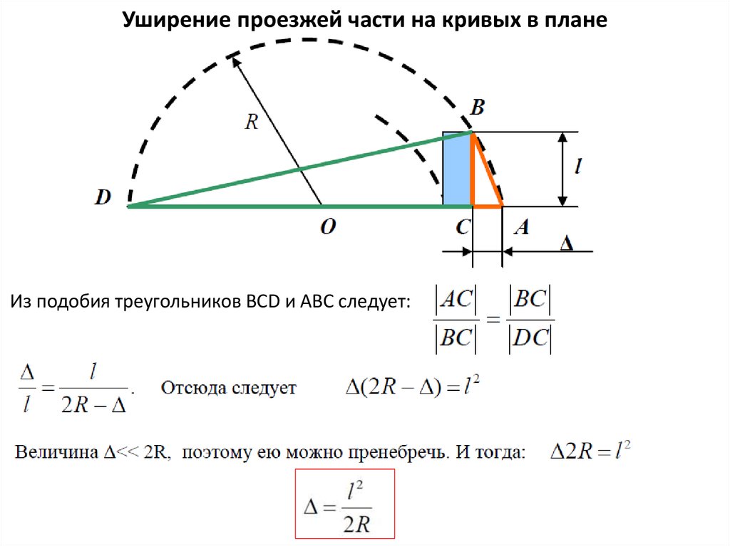 Небольшой радиус. Отгон уширения проезжей части. Уширение проезжей части на кривых в плане. Уширение проезжей части дороги на кривых. Уширение проезжей части на кривых малого радиуса.