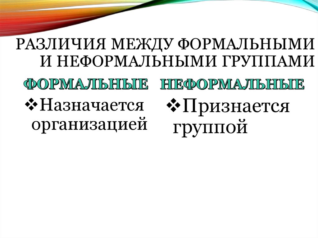 Формальные и неформальные группы