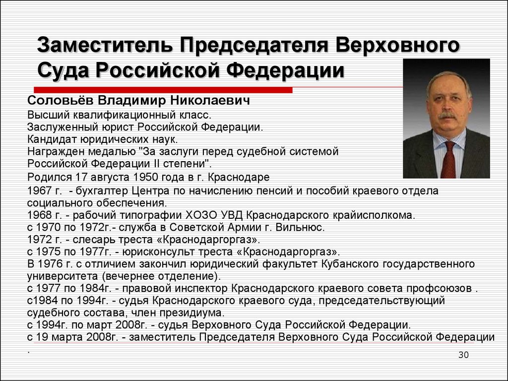 Заместитель Председателя Верховного Суда Российской Федерации