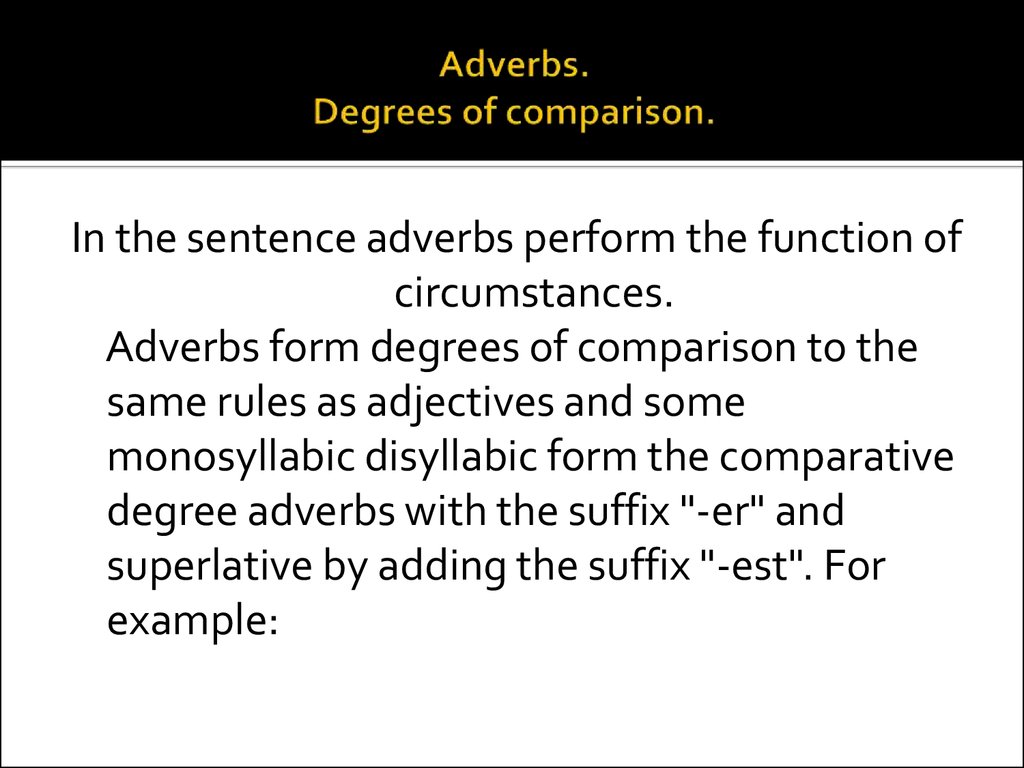 Adverbs Degrees Of Comparison Online Presentation