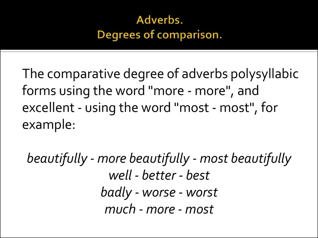 Adverbs. Degrees of comparison.