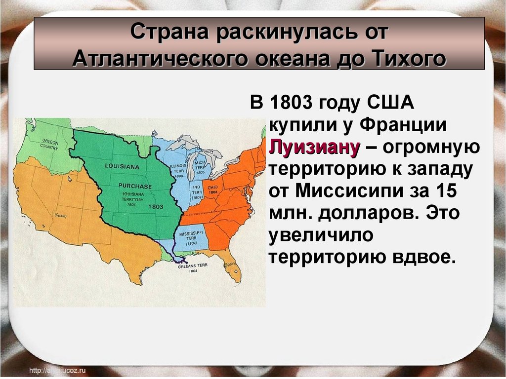 Каким образом происходил территориальный рост сша 9