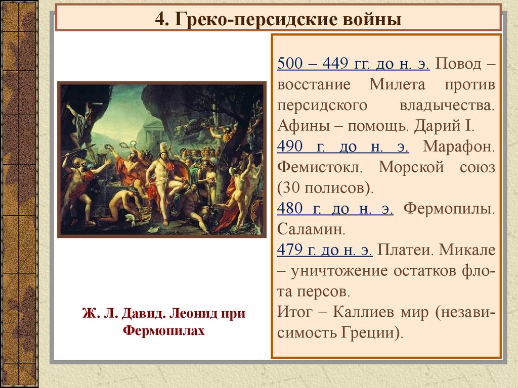 Презентация на тему греко персидские войны 5 класс