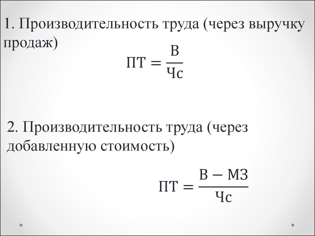 Выручка производительность труда прибыль