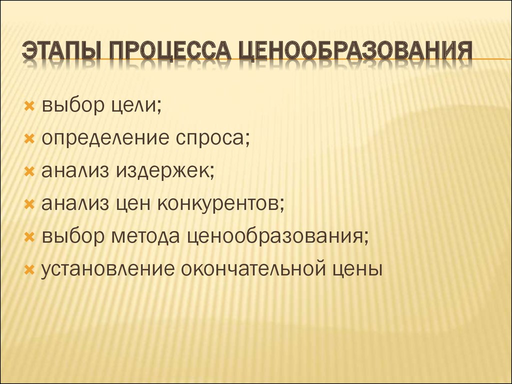 Процесс ценообразования