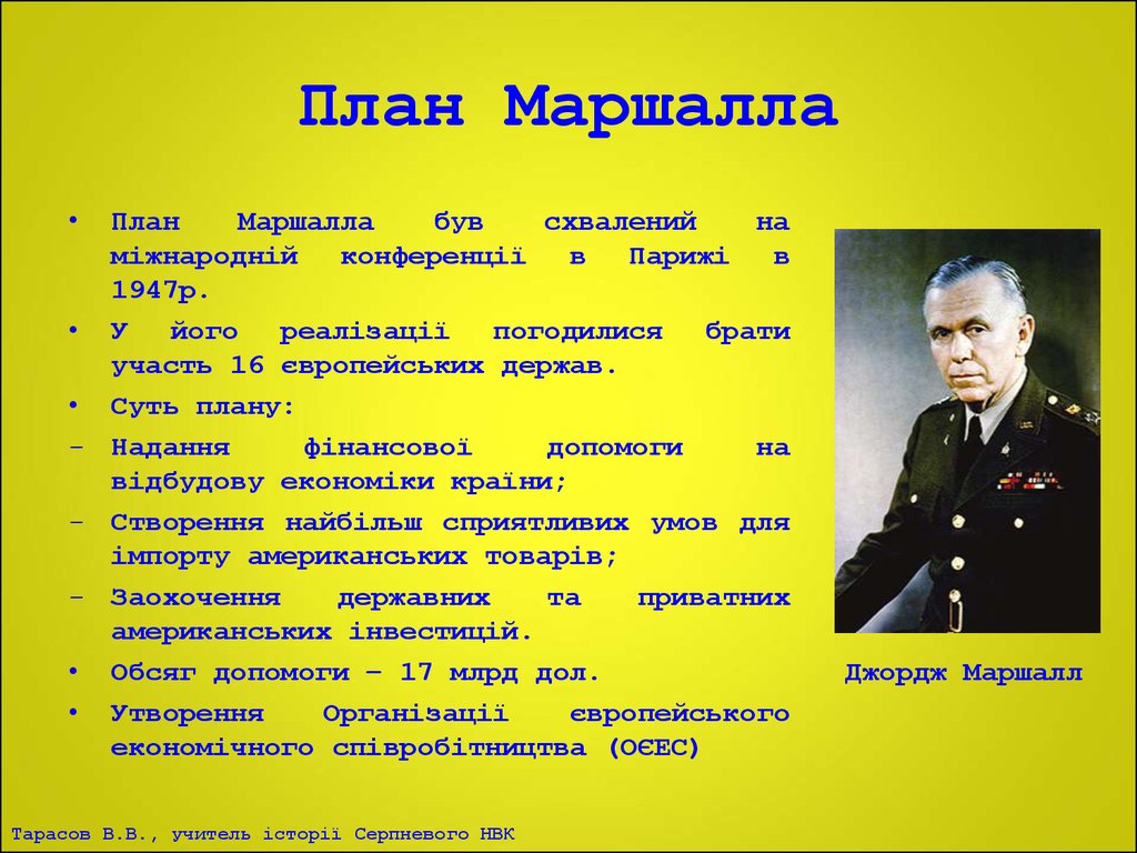 План маршала кратко