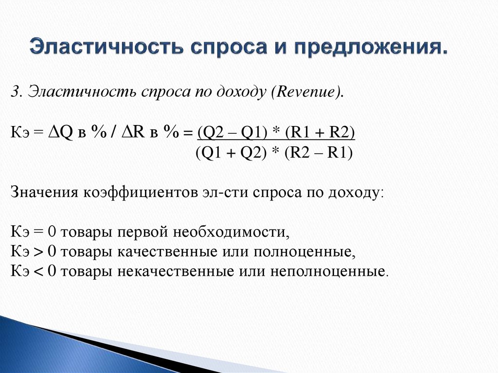 Эластичность спроса и предложения товаров