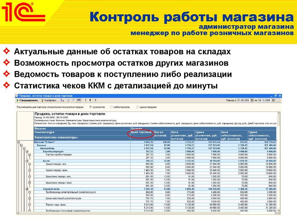 Реализация остатков товара