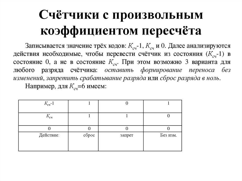 Счётчики с произвольным коэффициентом пересчёта