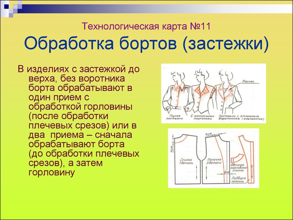 Технологическая карта рубашки