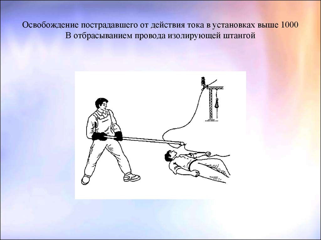 Освобождение от действия электрического тока. Освобождение человека от электрического тока выше 1000в. Схема освобождения пострадавшего от поражения электрическим током. Освобождение человека от воздействия электрического тока. Освобождение пострадавшего от действия тока.