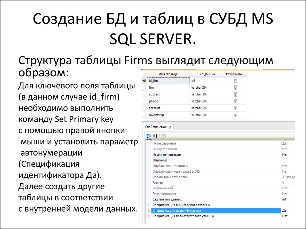 Как создать таблицу в sql