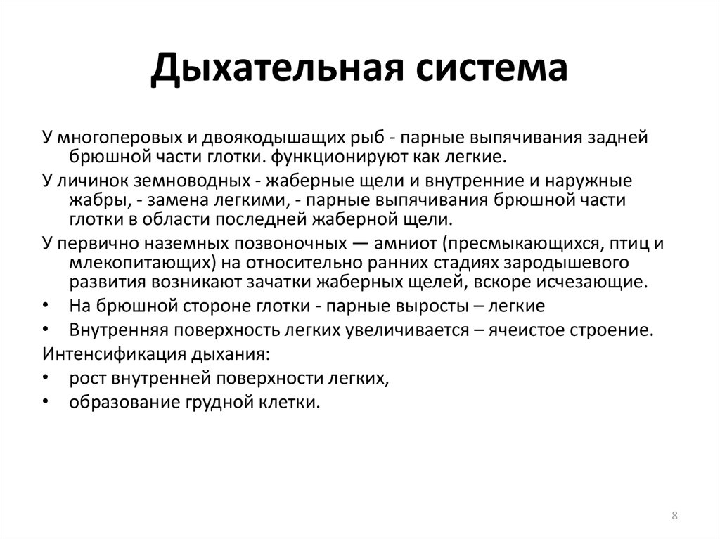 Эволюция дыхательной системы презентация 7 класс