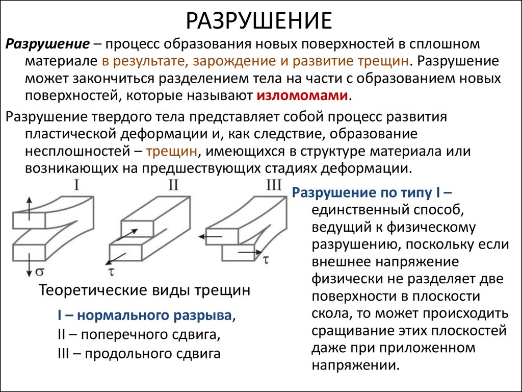 Почему поверхностный. Разрушение деталей при пластической деформации. Виды разрушения материалов. Деформация и разрушение металлов. Процесс разрушения материала конструкции..