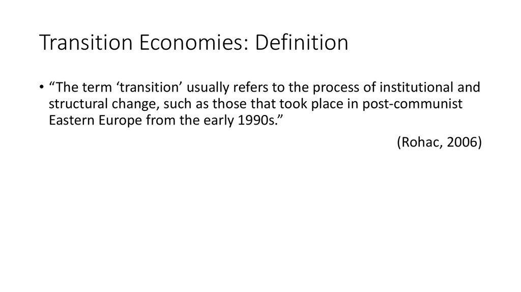 Transition Economies: Definition