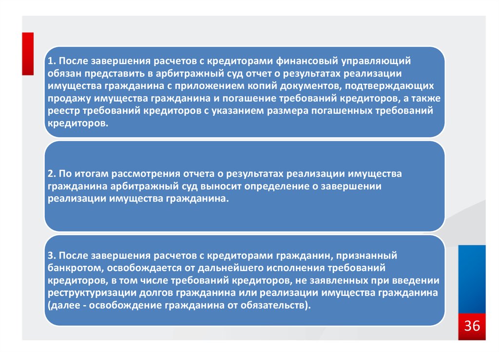 Последствия признания банкротства