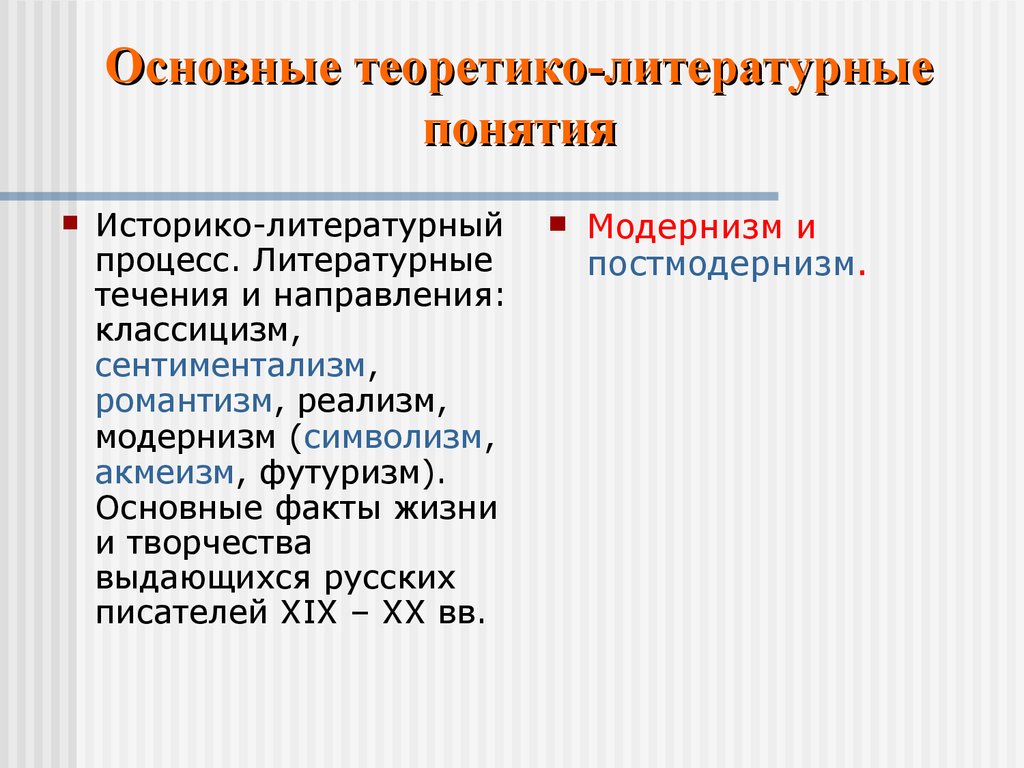 Теоретико литературные понятия презентация