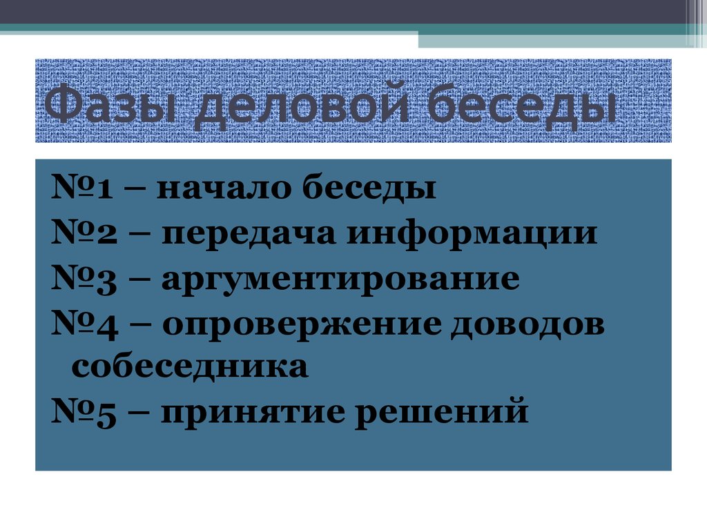 Последовательность деловой беседы