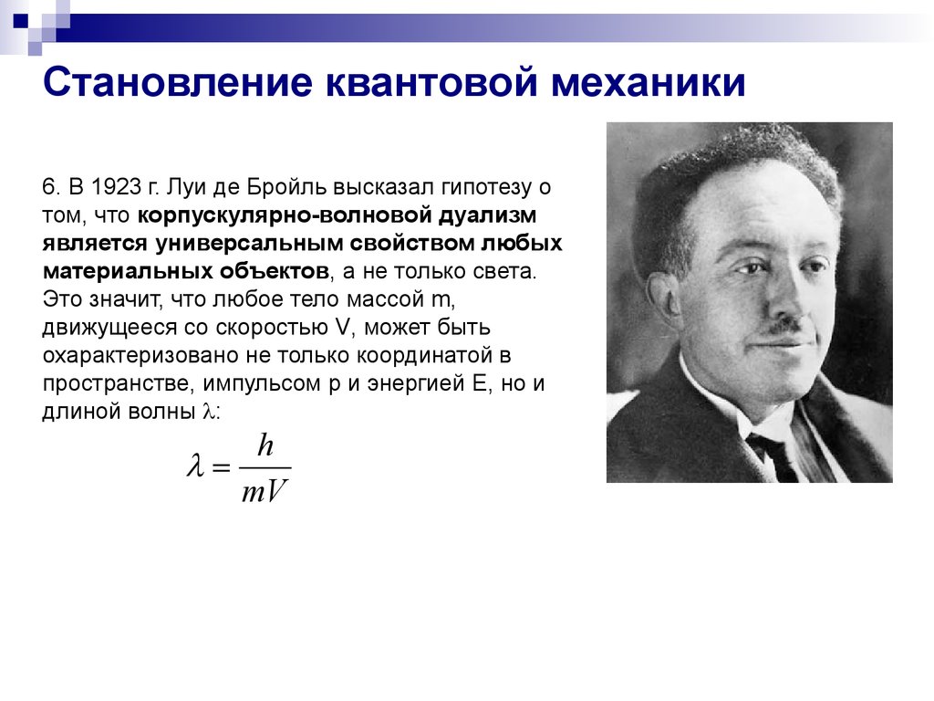 Квантовой механики. Луи де Бройль квантовая механика. Луи де Бройль принцип дополнительности. Формирование квантовой механики. Зарождение квантовой механики.