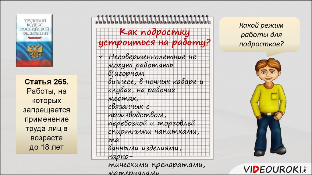 Трудоустройство несовершеннолетних презентация