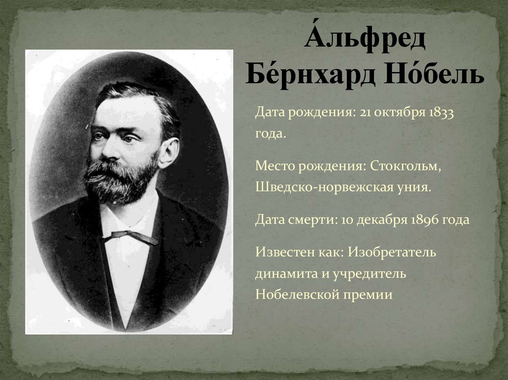 Альфред нобель презентация