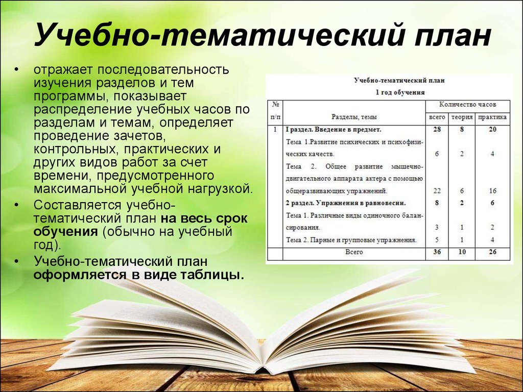 Анализ учебно тематического плана