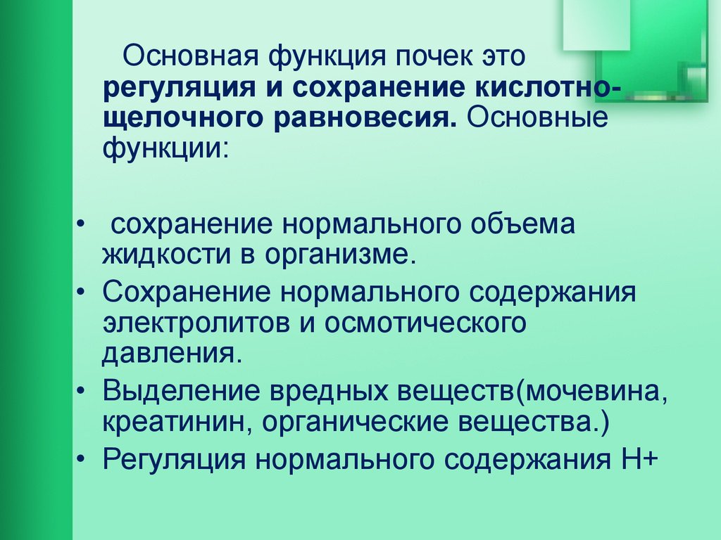 Функции сохраняющие 0. Роль почек в регуляции кислотно-щелочного равновесия. Роль почки в регуляции кислотно-основного равновесия. Основная функция почек. Основные функции почек.